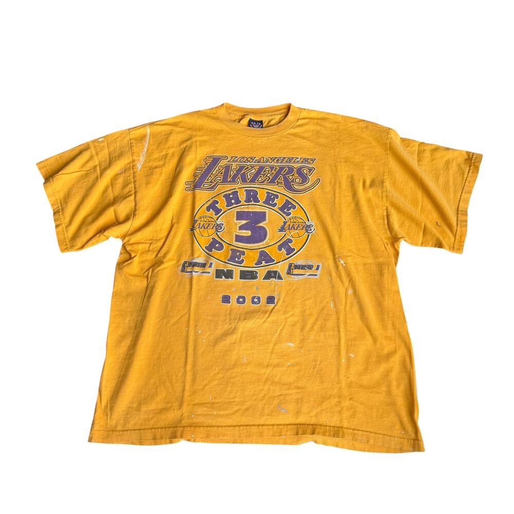 Vintage 2002 Lakers 3Peat Championship Shirt Mens XXL